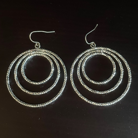 Silver Hoop Earrings - Picture 3 of 4